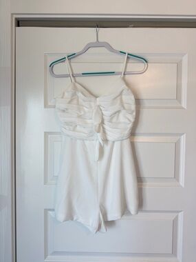 DO+BE White Satin-Style Tie-Front Romper